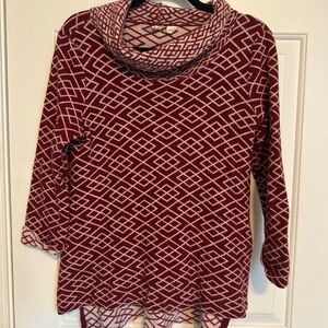 Moth Anthropologie Women's Cowl Neck Sweater - Burgundy and Pink